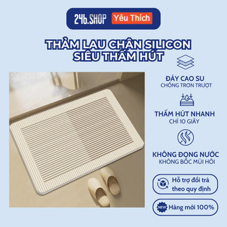 Thảm chùi chân phòng tắm Silicon siêu thấm hút nước, đế cao su chống trượt 40x60cm, 40x75cm, 50x80cm