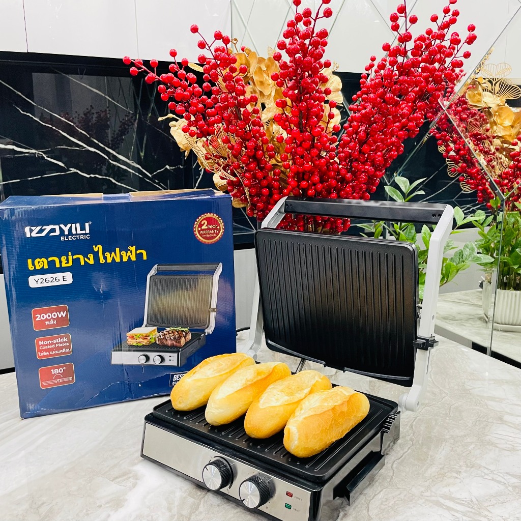 Máy Ép Bánh Mì Công Suất YILI 2000W, Nướng Bánh Mì Dành Cho Gia Đình, Quán Ăn