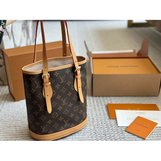 Túi đeo vai LV petite bucket chất da thật size 23cm fullbox