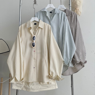 Áo sơ mi sọc tay dài FORM RỘNG chất vải Sọc chéo mềm - Bề mặt có đồ mềm nhẹ mướt ít nhăn TULY 10740 - Jemcloset