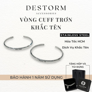 Vòng tay cuff trơn khắc tên theo yêu cầu Lắc tay unisex nam nữ thép titan cao cấp không gỉ  - De Storm