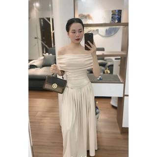 Váy Trễ Vai 𝐅𝐥𝐞𝐮𝐫 𝐃𝐫𝐞𝐬𝐬 Màu Be Cotton Lạnh ( Kèm Đai)
