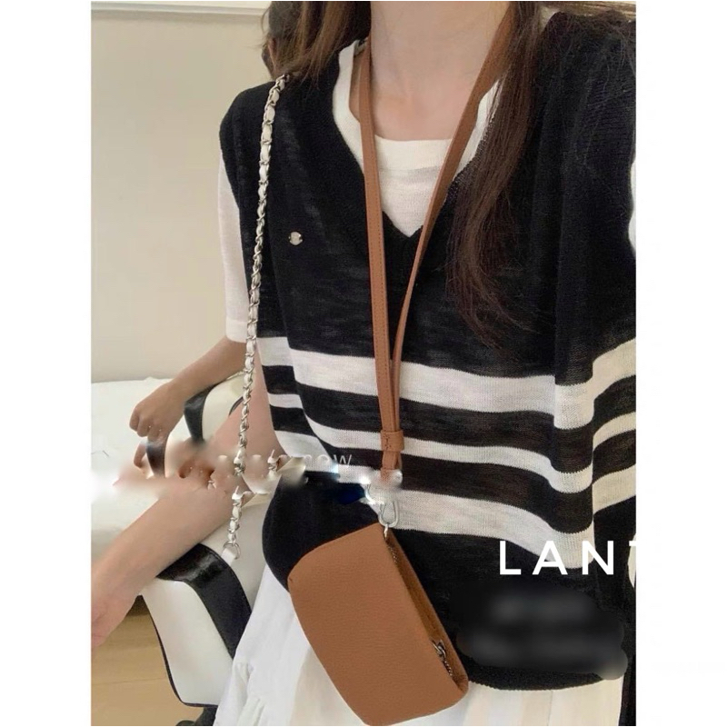 áo len montogi pha 3 dòng kẻ ngắn tay