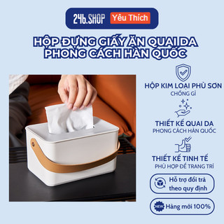 Hộp đựng giấy ăn quai da phong cách Hàn Quốc