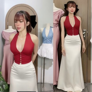 ÁO CỔ YẾM NỮ CROPTOP - 6 NÚT BỌC ( CÓ MÚT ) | chất linen mềm, size SMl WOMEN