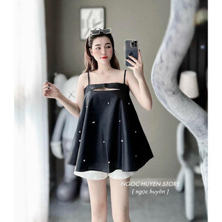 FLORA SET | Set áo bbd 2s đính đá hoa +short trắng