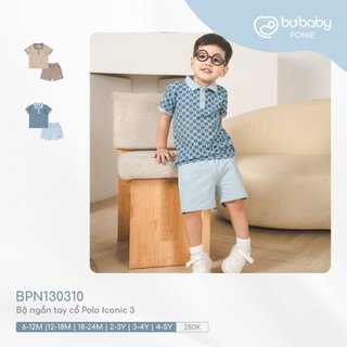 [CHÍNH HÃNG] Bộ quần áo polo cộc tay quần đùi trẻ em Iconic 3 Ponie Bu