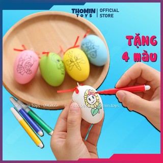 Trứng tô màu cho bé TẶNG KÈM Bút dạ màu, Trứng đồ chơi tô màu nhiều mẫu cho bé sáng tạo
