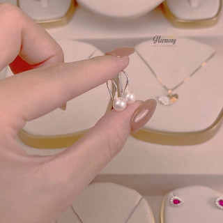  Bông tai ngọc trai nhân tạo bạc nữ tính dáng móc sang chảnh | HARMONY ACCESSORIES K253 