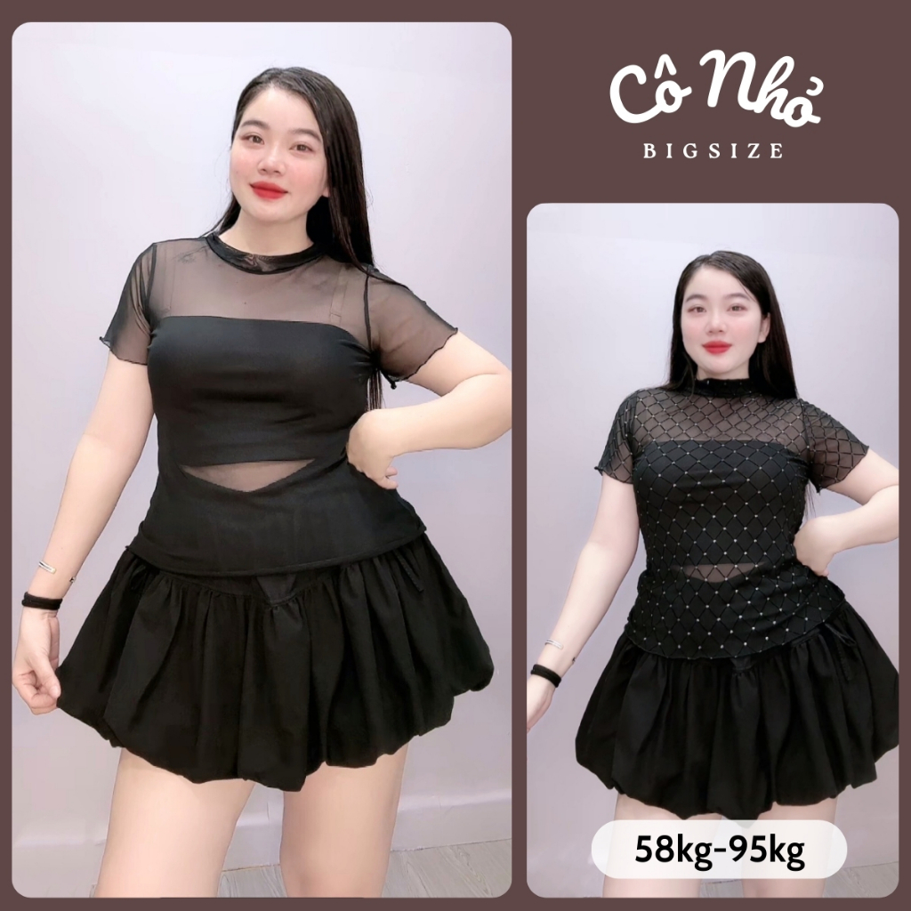 Set Áo Thun Lưới Bigsize Nữ Kèm Áo Ống Co Giãn Mềm Thoải Mái Sành Điệu Mẫu A242