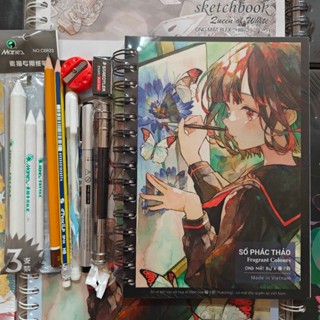 (TẶNG GÔM ĐẤT SÉT) COMBO 9 MÓN PHÁC THẢO, SỔ VẼ ONG MẶT BỰ 190GSM A4/A5 KHÔNG KỴ TẨY, CHUYÊN VẼ CHÌ