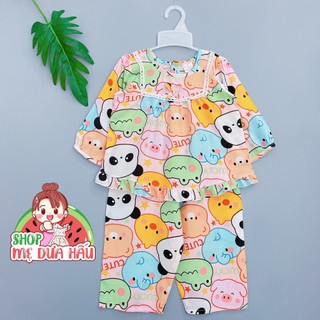 Bộ tole, lanh tiểu thư tay dài bé gái 8-38kg shop mẹ dưa hấu - bộ đồ bộ bé gái chất vải tole, lanh 2 da