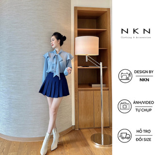 Chân váy xếp ly, đầm nữ NKN Elly màu navy, thiết kế xếp ly dáng ngắn basic, chất liệu cao cấp.