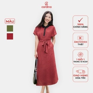 Đầm nữ CARDINA chất liệu lụa Hàn Châu phối cổ lạ mắt thiết kế tinh tế đơn giản thoải mái tự tin 4VSL13