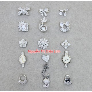 Chamr nail đính móng cao cấp màu bạc đá pha lê