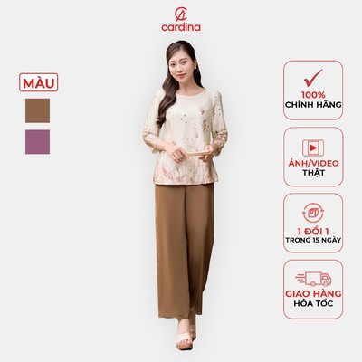 Pháp phục nữ CARIDNA chất liệu lụa cao cấp cổ tròn xẻ sườn hiện đại thanh lịch nhẹ nhàng 4BSD01