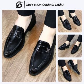 Giày Lười Nam, Giày Da Nam Chất Liệu Da Cao Cấp Đế Cao Su Khâu Chắc Chắn Mã QC12 Màu Đen Da Bóng