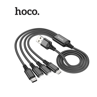 Dây sạc Hoco X76 4-in-1 2ip+ Type-C + Micro hổ trợ sạc 2.0A dây dù chống gẫy dập dài 100cm dành cho Smartphone/ip