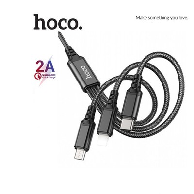 Cáp sạc 3in1 ba đầu ip+ Micro + Type C Hoco X76 dài 1m
