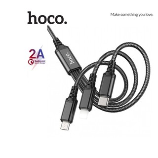 Cáp sạc 3in1 ba đầu ip+ micro + type c hoco x76 dài 1m