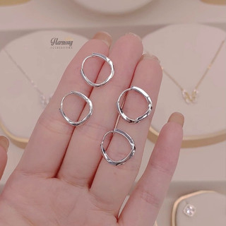 Khuyên tai tròn bạc 925 nữ tính xoắn sóng đơn giản Alice 2 | HARMONY ACCESSORIES K266