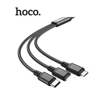 Cáp sạc Hoco X76 3-in-1 LN+ Type-C + Micro dây dù siêu bền dài 100cm hổ trợ sạc 2.0A cho Smartphone/ip (ĐEN)