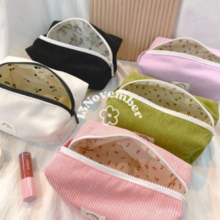 [HỘP BÚT] Túi Vải, Hộp Bút Vải Nhung Tăm Hoa Nhí Đựng Make Up Mỹ Phẩm Bút Viết Tiện Dụng Xinh Xắn