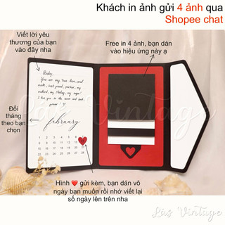 D04 Thiệp dán ảnh handmade có ngày tháng (miễn phí in 4 ảnh nếu gửi ảnh trong 1h ngay sau khi đặt hàng)