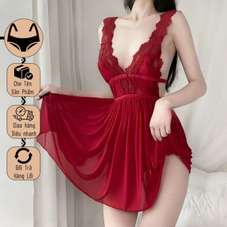 Váy ngủ nữ 2 dây sexy KB24 kiểu hở lưng gợi cảm kèm quần lót lọt khe khiêu gợi