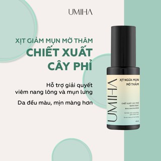  Xịt mụn mờ thâm UMIHA  45ml  - x2 hiệu quả ngừa viêm nang lông ngừa mụn trắng da với BHA và Nano Bạc 