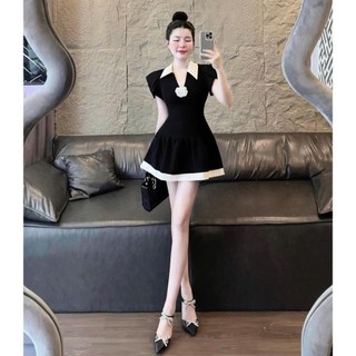 [8.8 Sales Freeship] Váy đầm nữ thiết kế dự tiệc, đầm đen cổ v đính hoa dáng chữ A sang chảnh dx
