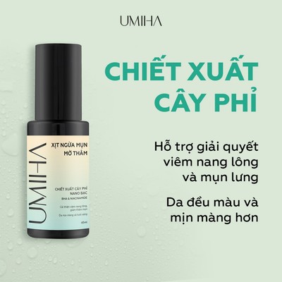 Xịt mụn lưng UMIHA 45ml - Xịt giảm mụn mờ thâm, cải thiện tình trạng viêm nang lông, bảo vệ da khỏi tác nhân gây mụn