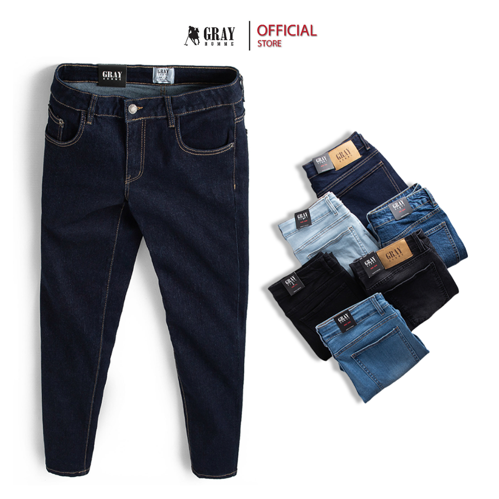 Quần Jean Nam Dáng Ôm (5 màu trơn) Phom Slimfit vừa vặn, chất Denim co giãn tốt (GRAYHOMME - BJ039)