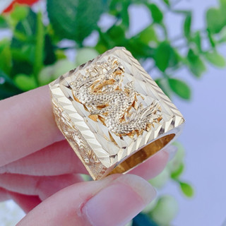 Nhẫn Rồng Nam Mặt Vuông Có Lót Lòng Mạ Vàng 18k Bền Đẹp Sang Trọng Đẳng Cấp 