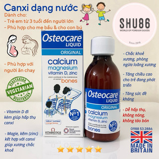 [SHU86] Canxi Osteocare dạng nước cho bé từ 3 tuổi , mẹ bầu bí và người lớn thiếu hụt canxi