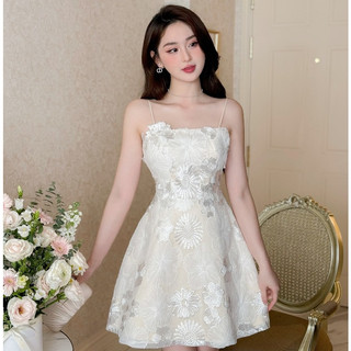 Váy 2 dây ren hoa nổi v2191 kymie