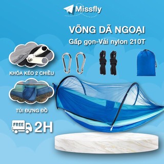 Võng dã ngoại Võng có màn chống muỗi võng phượt du lịch câu cá gấp gọn siêu nhẹ kèm móc dây túi đựng