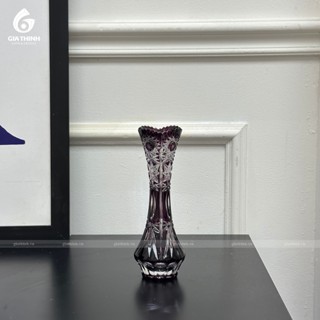 Lọ hoa pha lê màu nhỏ cao 180mm-(Mô tả) Lọ hoa Pha Lê Tiệp Caesar Crystal Gia Thịnh củ tỏi mini tím mài 57, lấp lánh