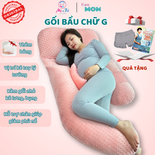 Gối chữ G cho bà bầu chính hãng EASYMOM, gối ôm bà bầu vải nhung mềm mịn tặng thêm bông