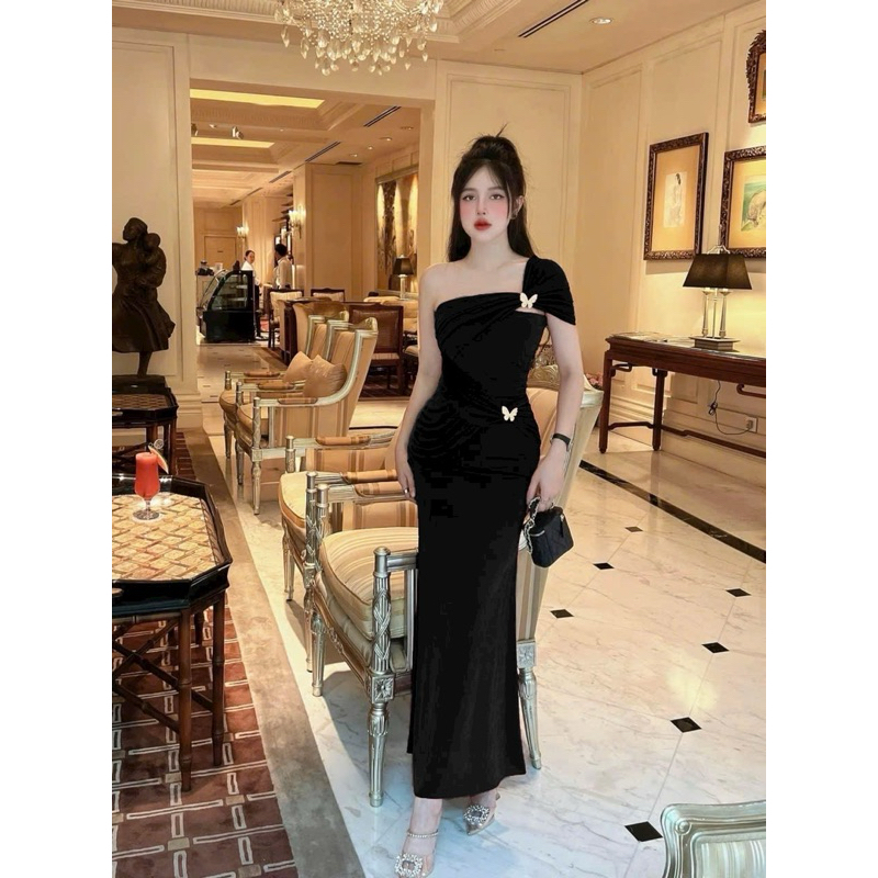 Đầm maxi lệch vai tag buom (kèm ảnh thật ở cuối)