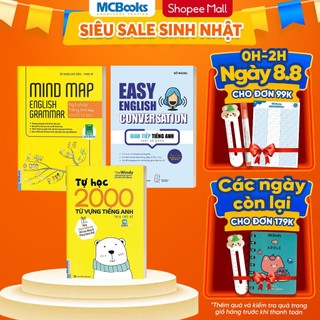 Sách - Combo Mindmap English Grammar và Easy English Conversation Tặng Tự Học 2000 Từ Vựng Tiếng Anh Cơ Bản