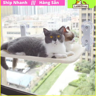 [SẴN HN] Giường/ Võng Treo Gắn Cửa Sổ Cho Mèo không dây Có Giác Hút Nằm Chơi Và Thư Giãn【LaiMiShop 