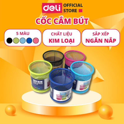 Cốc Cắm Bút DELI Nhiều Màu Sắc, Dụng Cụ Đựng Bút Sắp Xếp Bàn Làm Việc Ngăn Nắp Chất Liệu Kim Loại