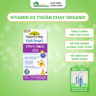 D3 Thuần Organic Nature's Way Kids Smart Infant Drops VD3 - Bổ Sung Vitamin D3 Organic Thuần Chay Cho Trẻ (Chai 13ml)