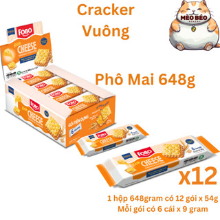 Bánh Cracker vuông Fono kem Phô Mai 648 gram - 1 hộp có 12 gói - Bánh Quy Giòn Phô Mai