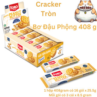 Hộp Bánh Cracker tròn Fono kem Bơ Đậu Phộng 408 gram- Bánh Quy Giòn Đậu Phộng