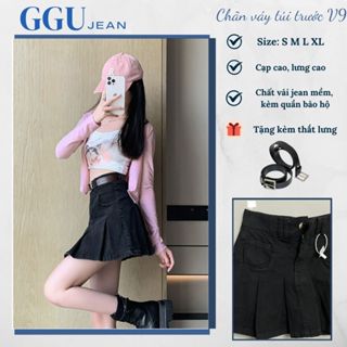 Chân váy xếp ly V10 [GGU JEAN] Chân váy xếp ly đen cá tính, năng động sz S M L XL dưới 60kg