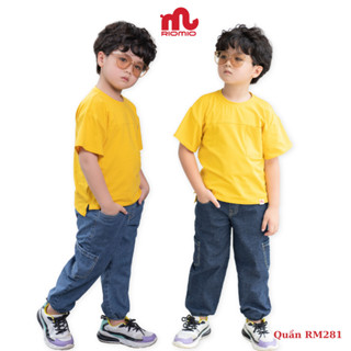 Quần jean dài bé trai RIOMIO bo gấu khỏe khoắn, túi ốp 2 bên ống quần style Hàn cho bé 20-50kg RM281