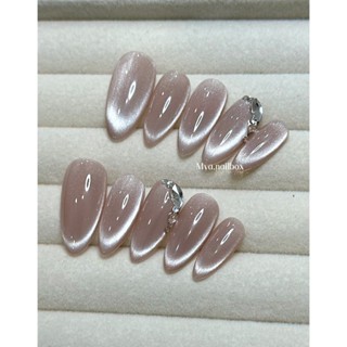 Nailbox mắt mèo gắn đá, nail mắt mèo ánh trăng siêu sáng