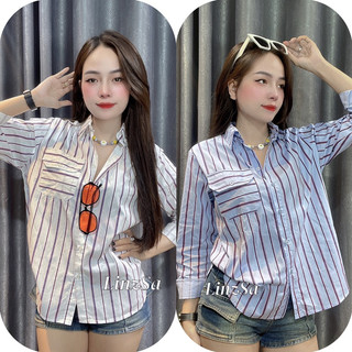 LinzSa - Áo sơmi sọc nữ tay dài kaki thái 4 màu